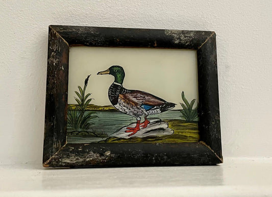 Mini Duck Glass Art - Contemporary with Vintage Frame