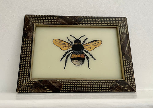 Small Bumblebee Glass Art - Contemporary with Vintage Frame