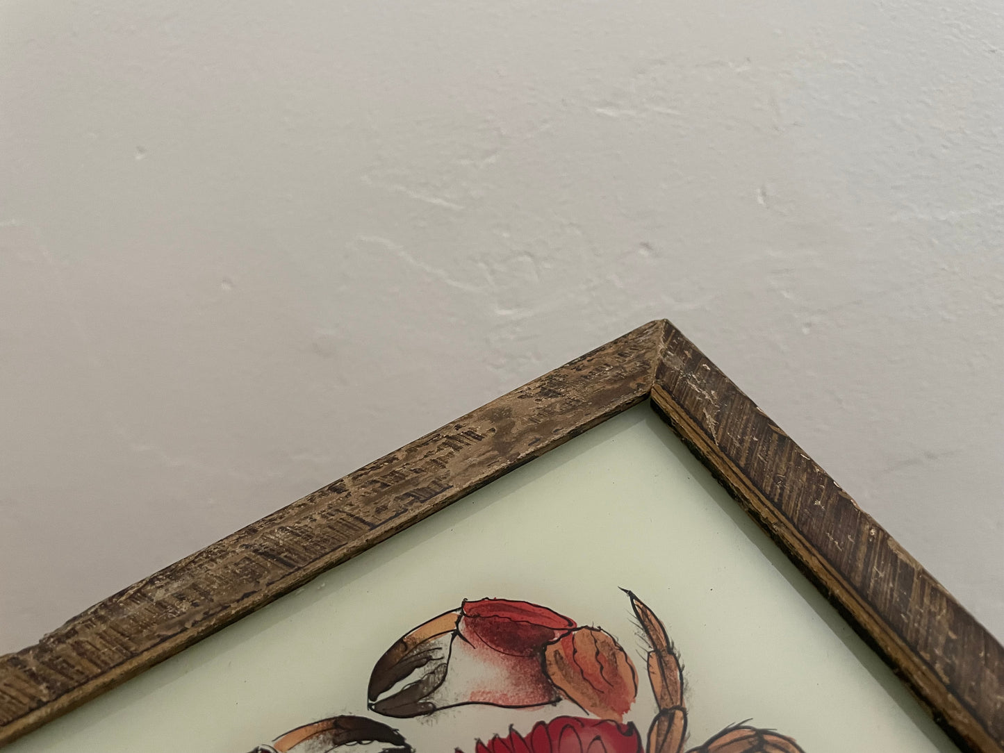 Small Crab Glass Art - Contemporary with Vintage Frame