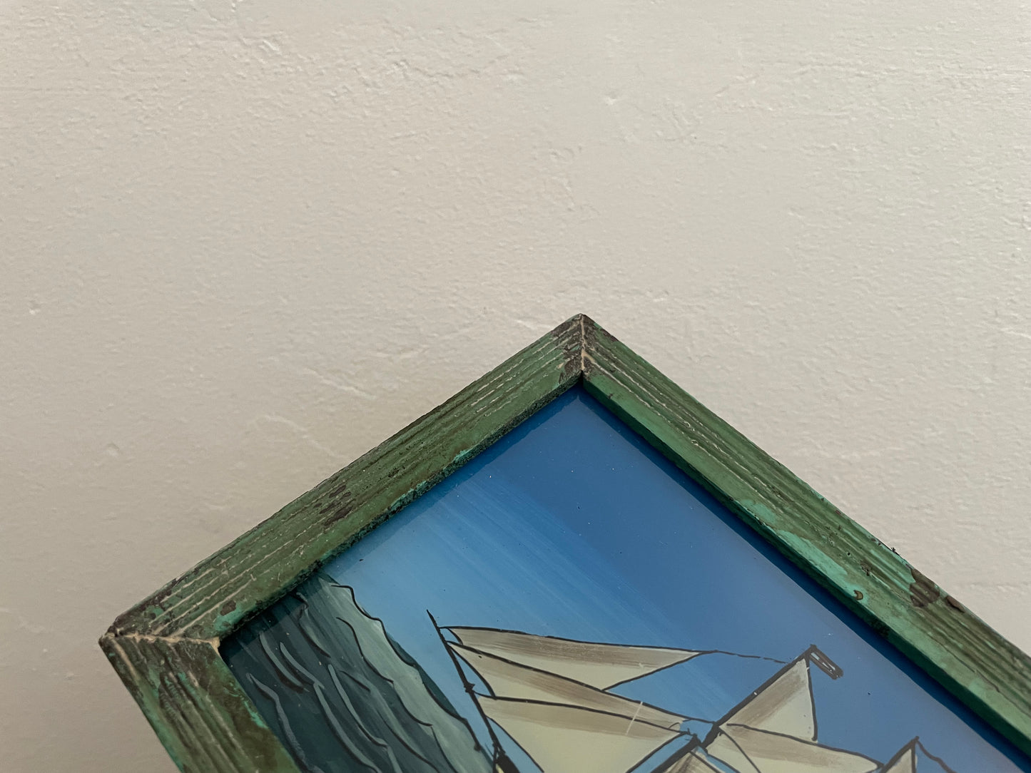 Small Boat Glass Art - Contemporary with Vintage Frame