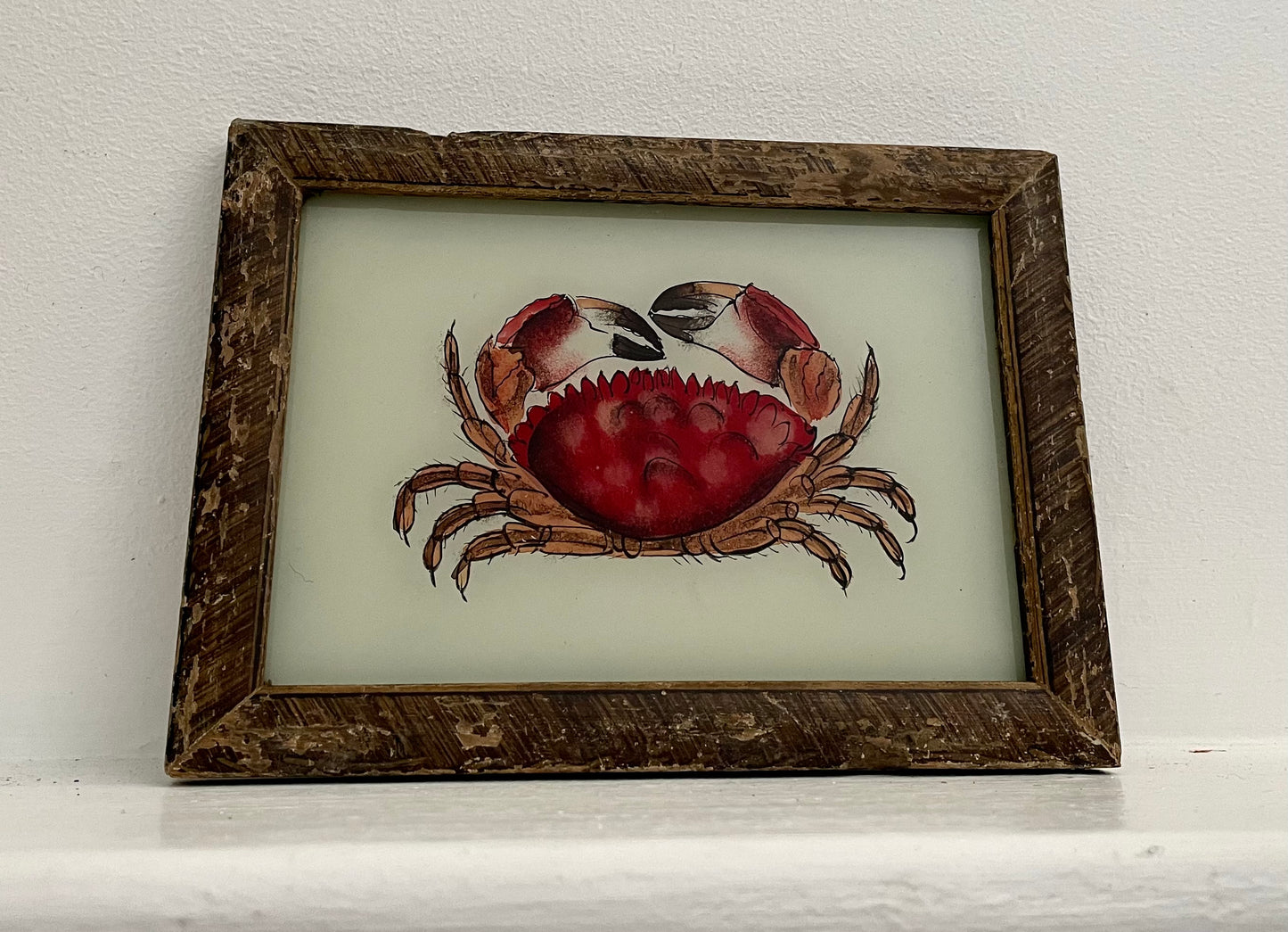 Small Crab Glass Art - Contemporary with Vintage Frame