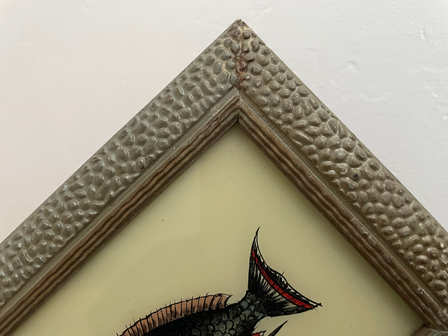 Small Fish Glass Art - Contemporary with Vintage Frame