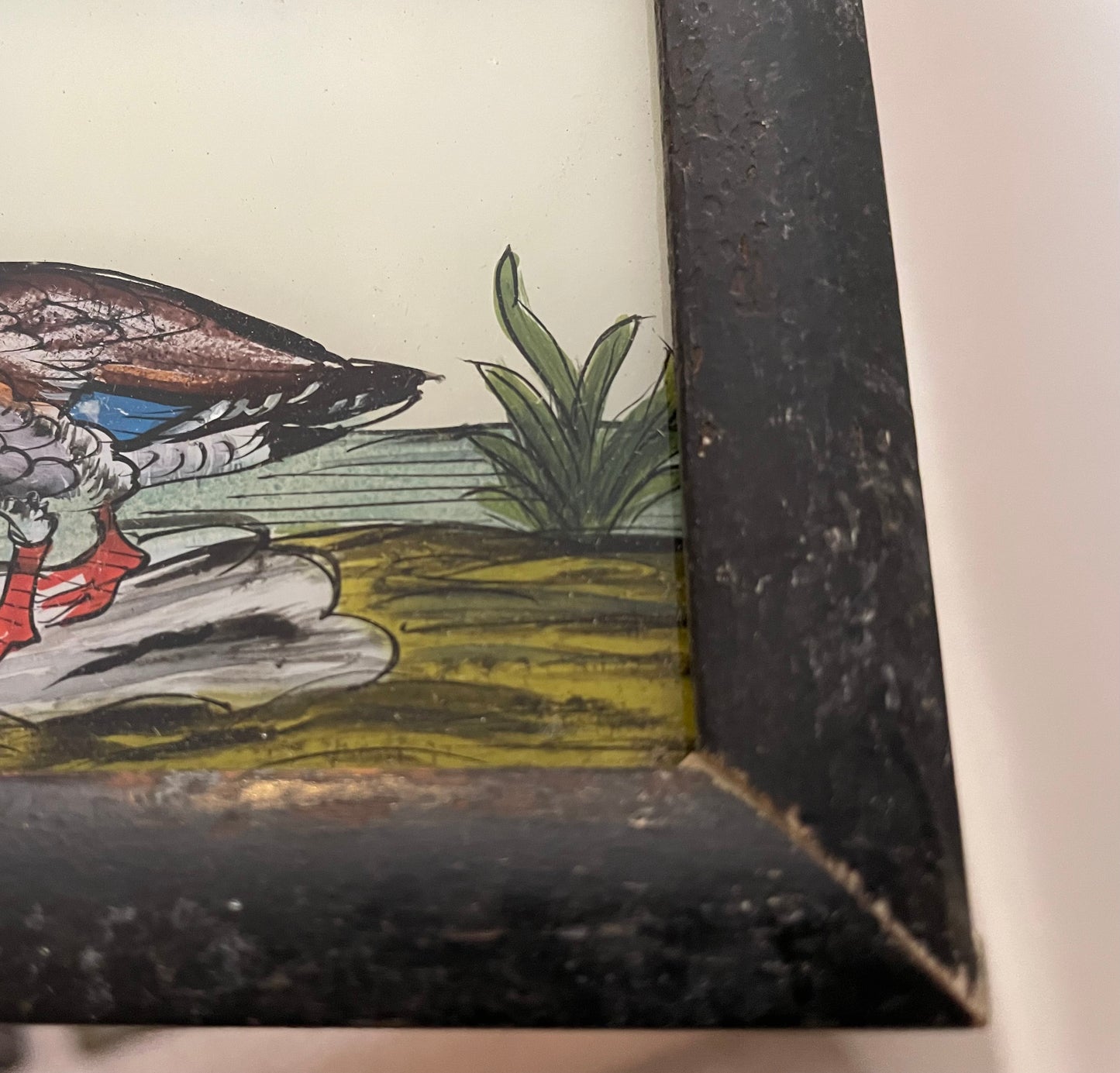 Mini Duck Glass Art - Contemporary with Vintage Frame