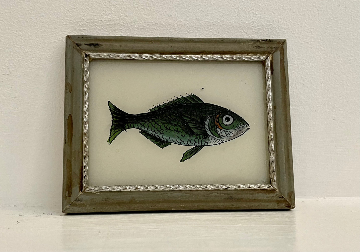 Mini Fish Glass Art - Contemporary with Vintage Frame