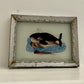 Mini Whale Glass Art - Contemporary with Vintage Frame