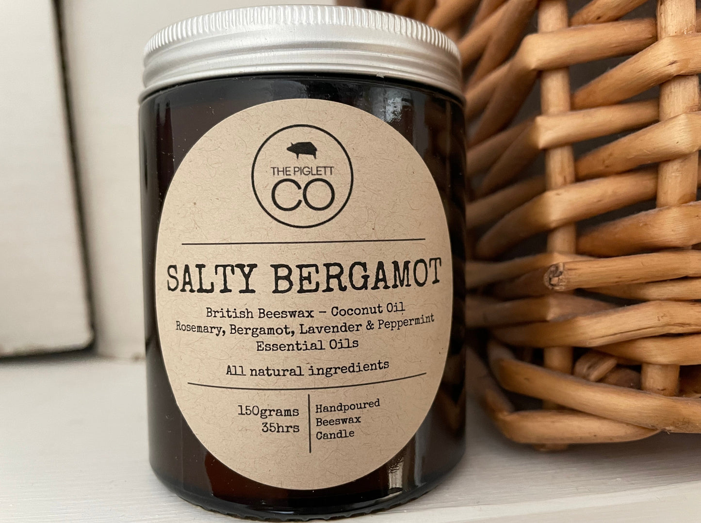 The Piglett Co Beeswax Candle Jar - Salty Bergamot